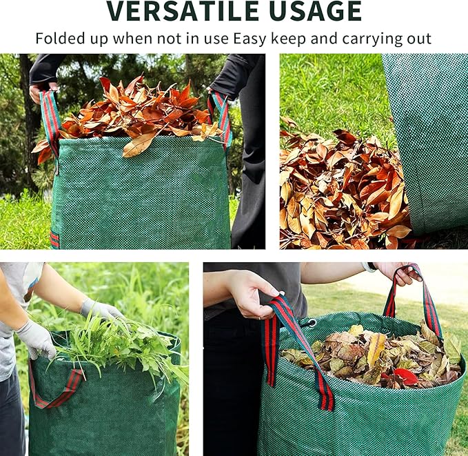 3 Pack Yard Waste Bags 72 Gallon Lawn and Leaf Bags, Reusable Heavy Duty Garden Bags for Collecting Leaves, Waste Container for Clean Up Outdoor Debris Leaves Grass Clippings