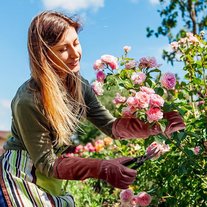 Long Gardening-Gloves Women/Men-Thorn proof Rose Pruning Heavy Duty Gauntlet, Best Garden Gifts for Gardener-XL