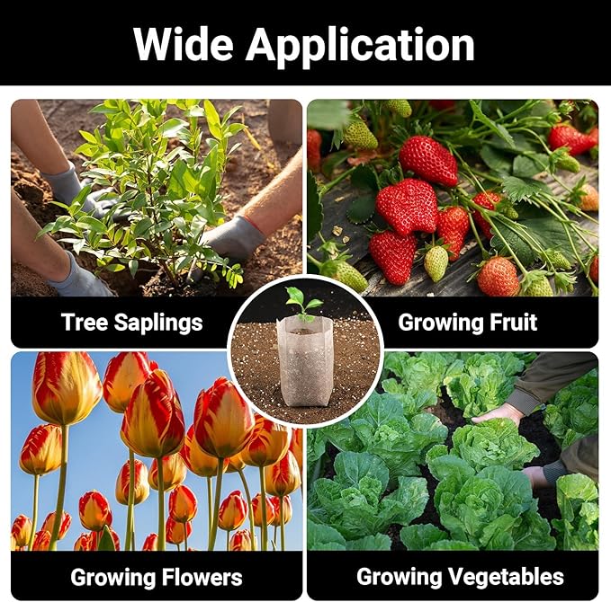 Non-Woven Nursery Bags, 200PCS 5x6 inch Fabric Planter for Plants Tree Seedling, Seed Starting Soil Transplant Pouches, Plant Grow Bags for Cutting Clones Home Garden Supply