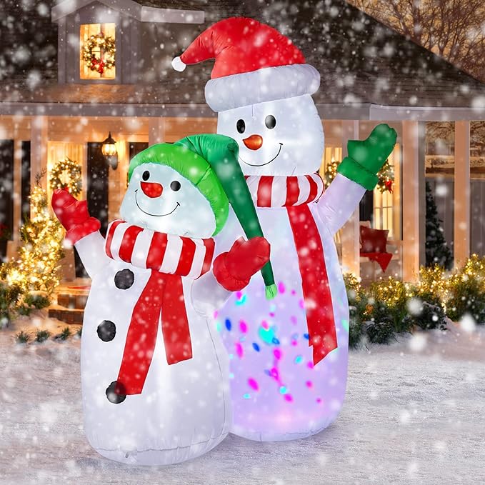CAMULAND Christmas Decorations, 6FT Blow Up Yard Decorations Outdoor Inflatables Ornaments Snowman with Built-in LED Lights, Large Christmas Decor for Garden Party Indoor