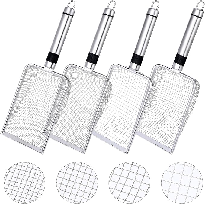 4 Pcs Gardening Soil Sifter, 4" W Garden Sieve Sifter with Handle Portable Gardening Sifter for Gardening Sand Soil Dirt Compost (2/2.8/3.8/5 mm Mesh)