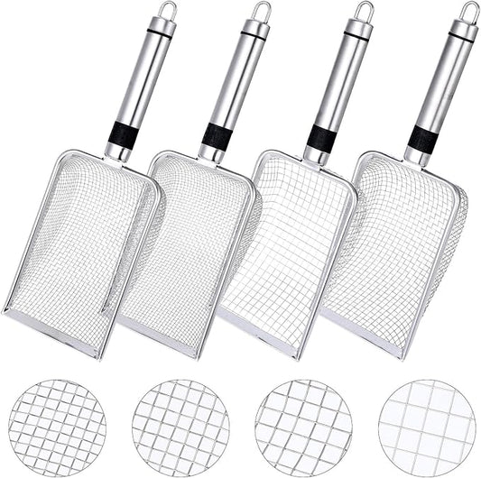 4 Pcs Gardening Soil Sifter, 4" W Garden Sieve Sifter with Handle Portable Gardening Sifter for Gardening Sand Soil Dirt Compost (2/2.8/3.8/5 mm Mesh)
