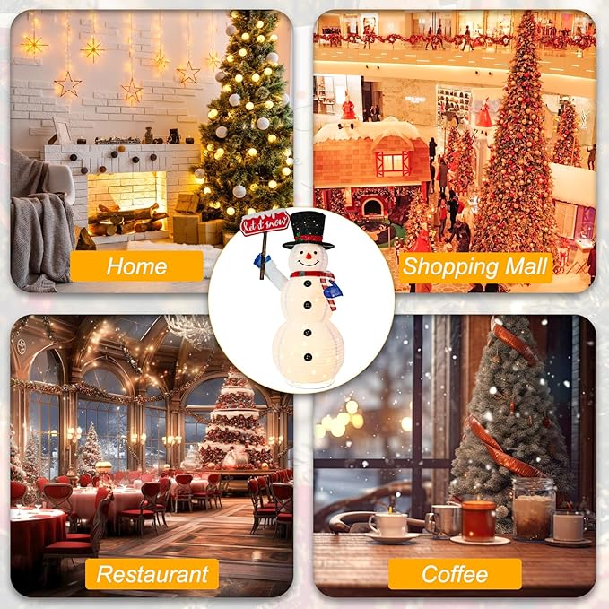 5.2FT Lighted Christmas Snowman Outdoor Pre-lit 3D Glittered Popup Snowman with LED Lights Let It Snow Sign Lighted Standing Ornament Outdoor Indoor Xmas Decoration for Home Lawn Yard Garden Display