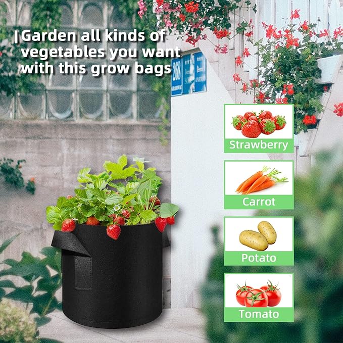 150 Pack 7 Gallon Grow Bags Garden Plant Grow Bag Aeration Fabric Pots with Handles Nonwoven Cloth Pots Planting Bags Garden Bags to Grow Vegetables Flowers Potatoes (7 Gal)