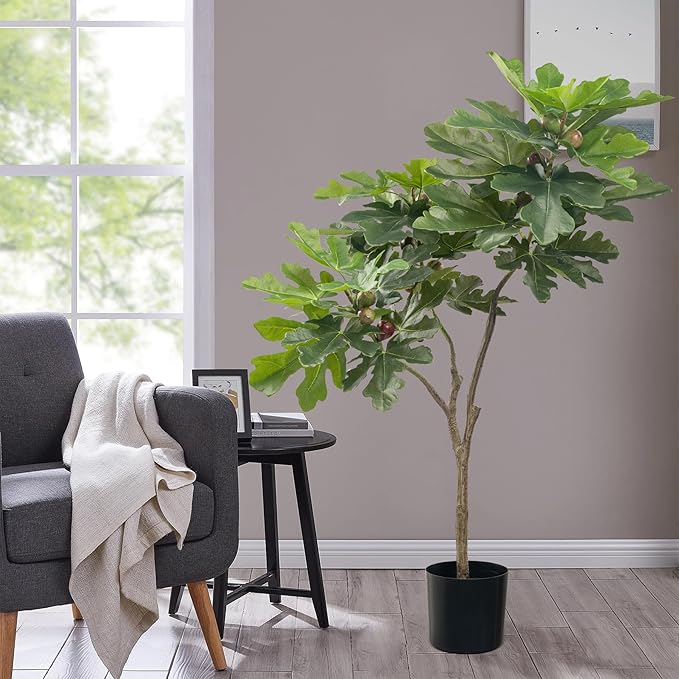 Faux Trees Indoor Living Room Plant Decor Artificial Plants Outdoor Home Decor Fake Tree Office Decor Fiddle Leaf Fig Tree Tall Fake Plant Artificial Greenery 3.9ft Faux Plants Indoor