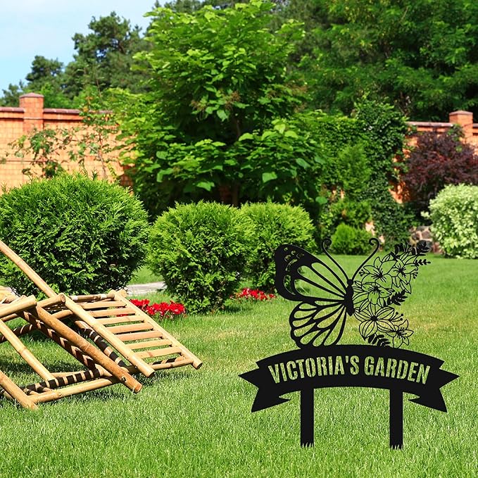 Personalized Metal Garden Sign with Stake, Custom Garden Decor for Outdoor, Custom Family Name Sign, Patio Decorations, Lawn Art, Farmhouse Decorative, Housewarming Gift (CstmDesign7)