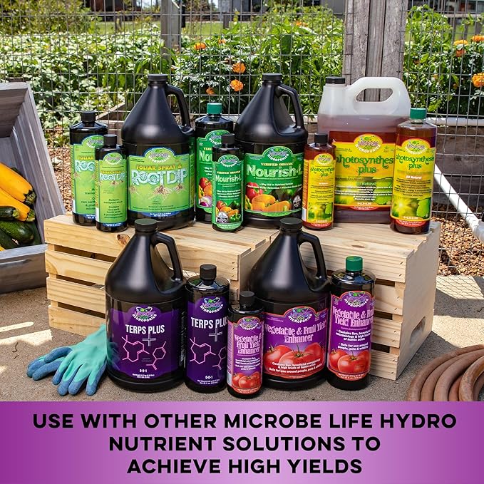 Microbe Life Hydroponics Fruit and Vegetable Plant Growth Yield Enhancer, Plant Nutrients for Better Growth and Yield, Use with Any Feeding Systems Including Hydroponics or Soil, 1 Gallon