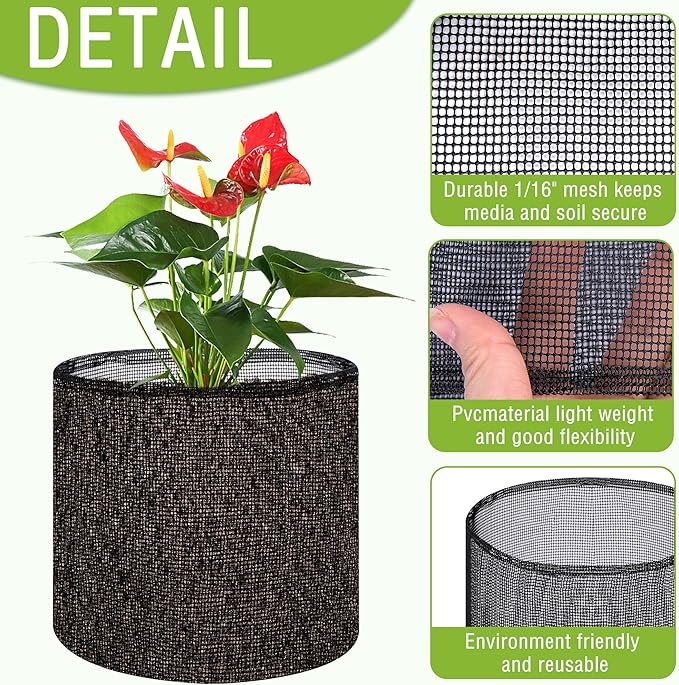EBaokuup 4 Pcs Aquatic Pond Planting Bags-7.1" H x 7.2" Dia Reusable Mesh Water Garden Pond Plant Pot-Breathable Round Lily Plant Pots for Pond Bog Plant Garden Terrestrial Plant