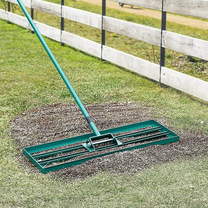 VEVOR Lawn Leveling Rake, 30" x10" Level Lawn Tool, Heavy-Duty Lawn Leveler with 78"" Steel Extended Handle, Yard Leveling Rake Suit for Garden, Golf Lawn, Farm, Green