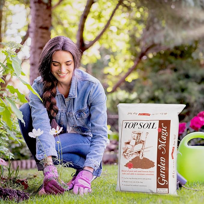 Michigan Peat 40 Pound Bag Garden Magic Organic Planting Potting Top Soil Blend Mix for Indoor and Outdoor Gardening and Landscapes, White