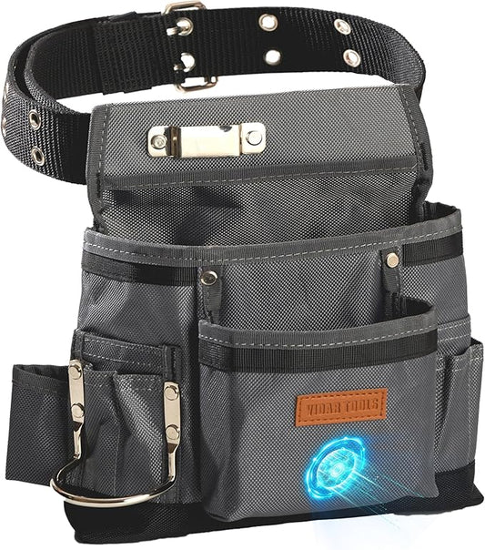 Small Tool Belt Pouches,Tool Belts for men,magnetic tool belt,11-Pockets,Electrician Construction,Carpentry.Heavy Duty nylon belt with metal buckle.1680D Oxford.