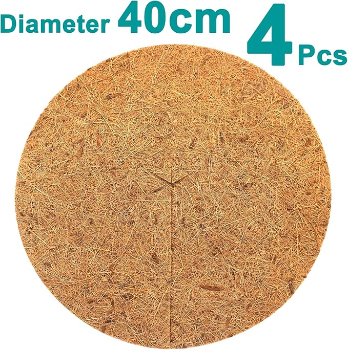 Coconut Fiber Mulch Discs for Plant Frost Cold Protection in Winter, 15.7inches/ 40cm Large Diameter Plant Protection Cover Coco Coir Mulch Ring, 4pcs Set