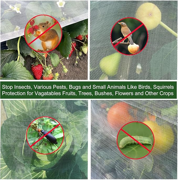 Garden Netting 10'x16', Protection Mesh Netting Plant Cover, Ultra Fine Barrier Nets for Row Covers Greenhouse Raised Bed, Vegetable Fruits Crop Screen Keep Animals Birds Away
