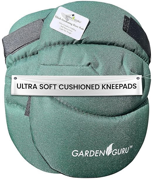 Garden Guru Cushioned Gardening Knee Pads with Adjustable Straps - Soft Inner Liner, Ultra Comfort Padding, Garden Kneelers for Yard Work, Cleaning, Household Chores, Roofing, and More 1 Pack