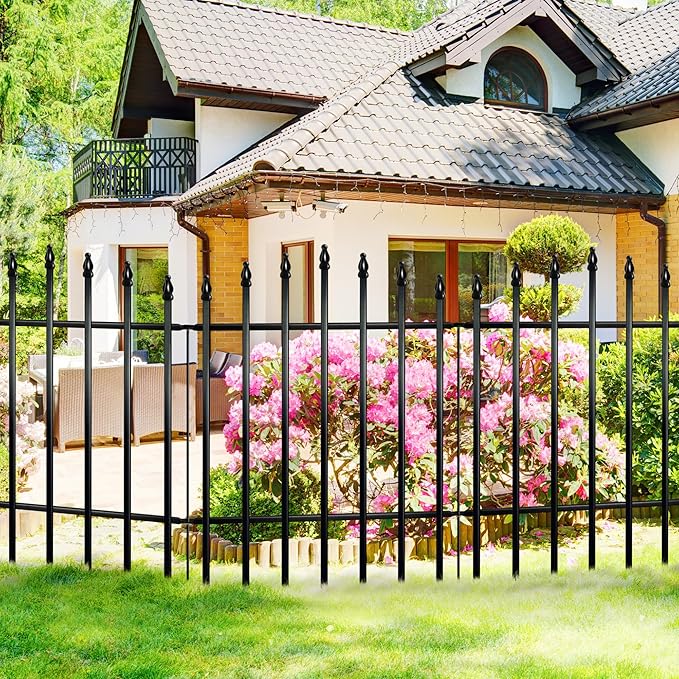 Metal Garden Fence 36" H x 28" W (5 Panels, 11.6 Ft Total) Rustproof Animal Barrier No Dig Decorative Fencing for Dogs,Pet, Yard,& Patio, Easy Installation