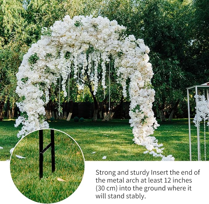 RUBFAC 94" Metal Garden Arch Trellis for Climbing Plants Outdoor, Garden Arbors and Arches, Wedding Arch Frame Archway for Balloons Pumpkin Vines Halloween Christmas Party Decoration, Black