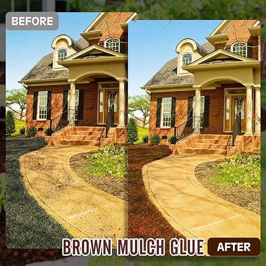 Mulch Glue - Ready to Use Landscape Adhesive - Mulch Adhesive & Gravel Glue for Bark, Pea Gravel, Stones | Non-Toxic Mulch Binder with Applicator - Brown Mulch Dye & Landscape Lock (0.5 Gallon)