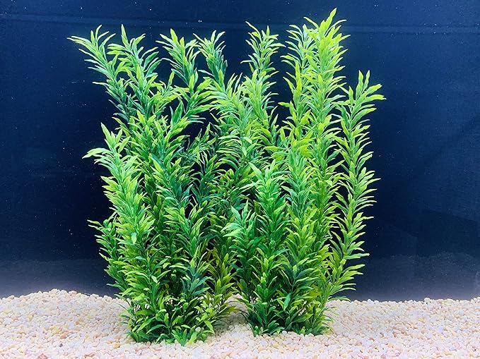 BEGONDIS 2 Pcs Artificial Water Plants, Fish Tank Aquarium Decorations, Made of Soft Plastic