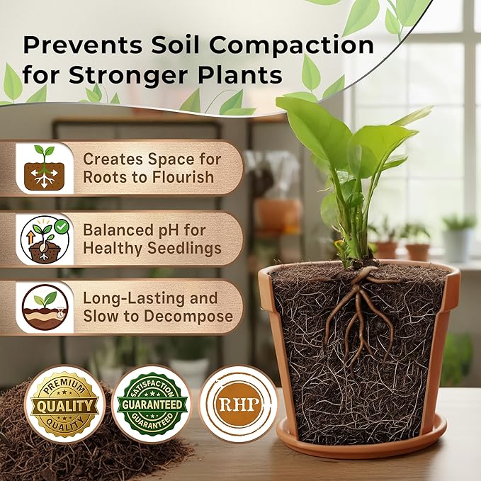Professional Coco Coir | for Container and Garden Plants | Low Acidic Lightweight Soil Additive | Large 2.2 Quarts | Made in USA