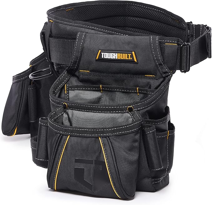 ToughBuilt - Carpenter Tool Belt with Pockets and 2 Hammer Holders - Heavy Duty, Deluxe Premium Quality, Durable - Adjustable Size - TB-303-4