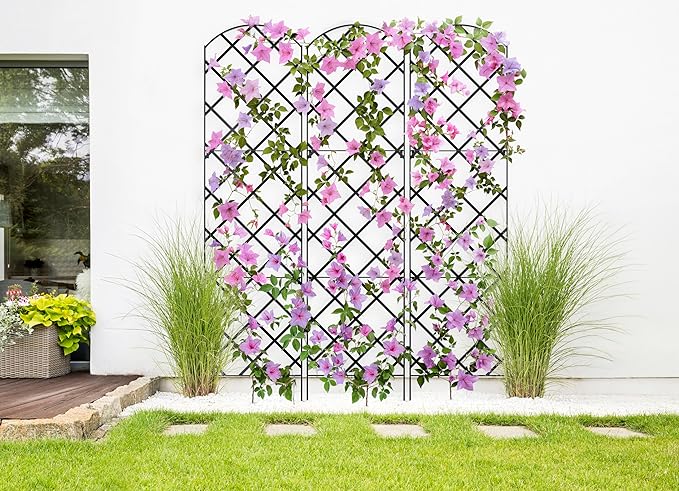 Giant Trellis, 108” high (9’ Tall) by 28” Wide Trellis with Arched top - by Meranti Home + Garden