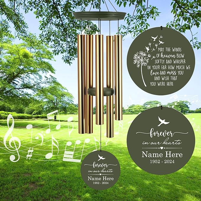 Personalized 30/36 inch Wind Chimes Memorial, Deep Tone Memorial Wind Chimes for Loss of Loved One/Mom/Dad, Sympathy Gifts for Bereavement