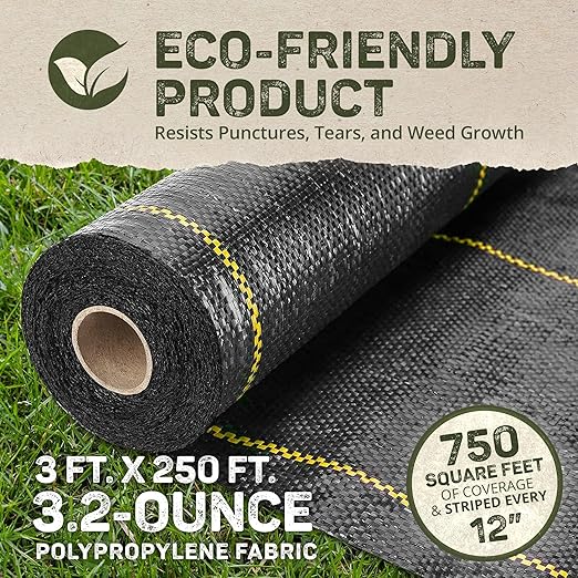 Dewitt Pro-5 Weed-Barrier Woven Landscape Fabric, 5 oz, Black, 3' x 250' - Heavy-Duty Growth Control, Water & Nutrient Permeable Ground Cover for Gardens, Pathways & Commercial Landscaping