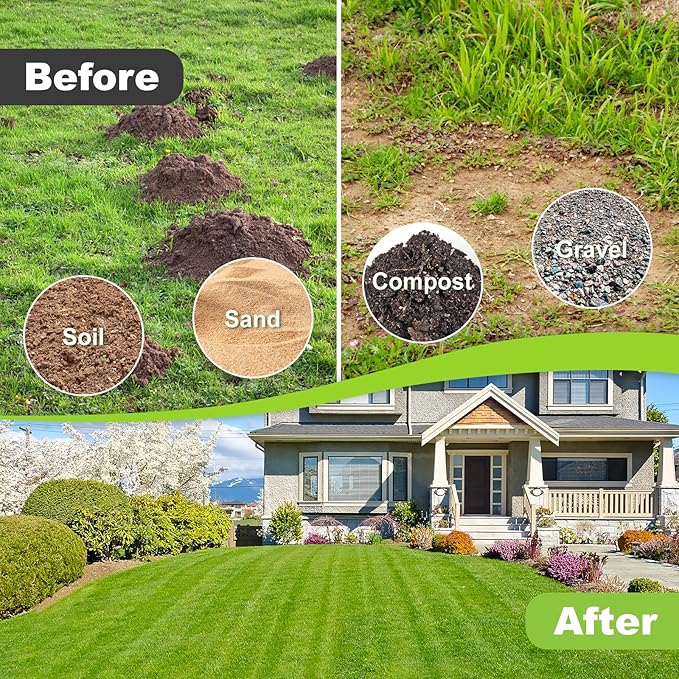 Labor-Saving Design Lawn Leveling Rake [Patent-Pending], 30"x10" Stainless Steel Yard Leveling Rake, 70" Adjustable Handle, Sand Leveling Rakes for Soil, Ground Leveler for Yard, Garden, Farm, Pasture
