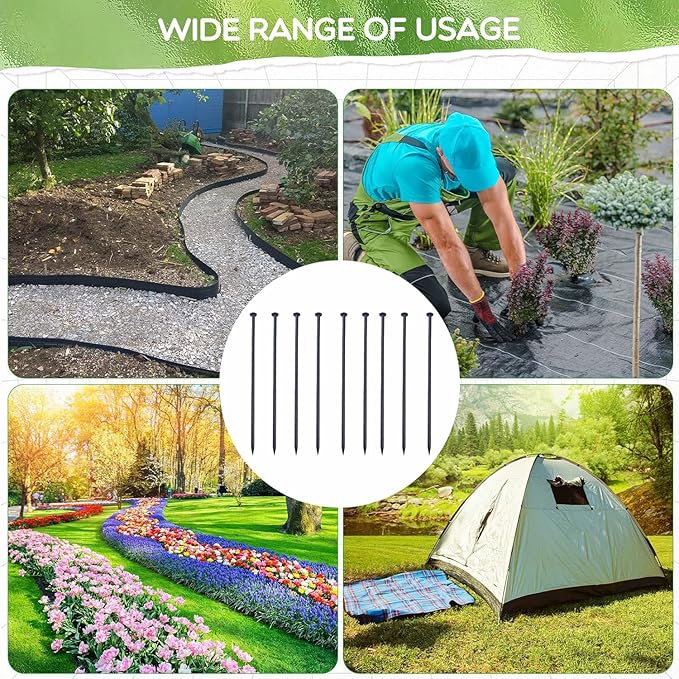 6 Inch Metal Landscape Stakes, Artificial Grass Nails, Landscaping Staples, Edging Anchor Stake，Metal Garden Stakes, for Garden Ground Lawn Paver Timber Border Weed Barrier Spikes（45 Pack）