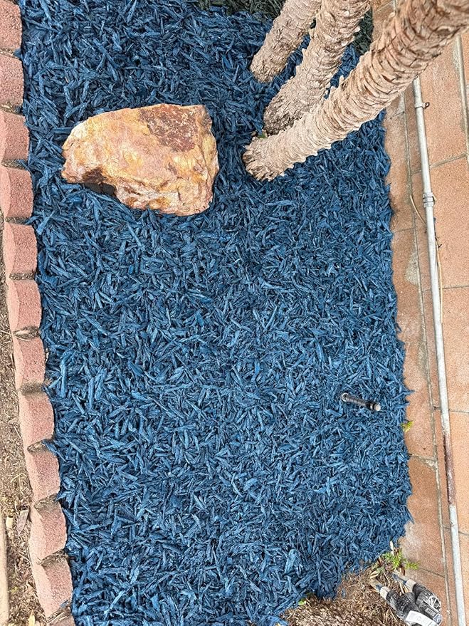 – 100% Wire-Free Premium Grade Shredded Rubber Mulch for Playgrounds & Landscaping | Safe for Kids & Pets, No Replacement Needed, Ultra Durable | Blue, 20 lb (1.2 cu ft)