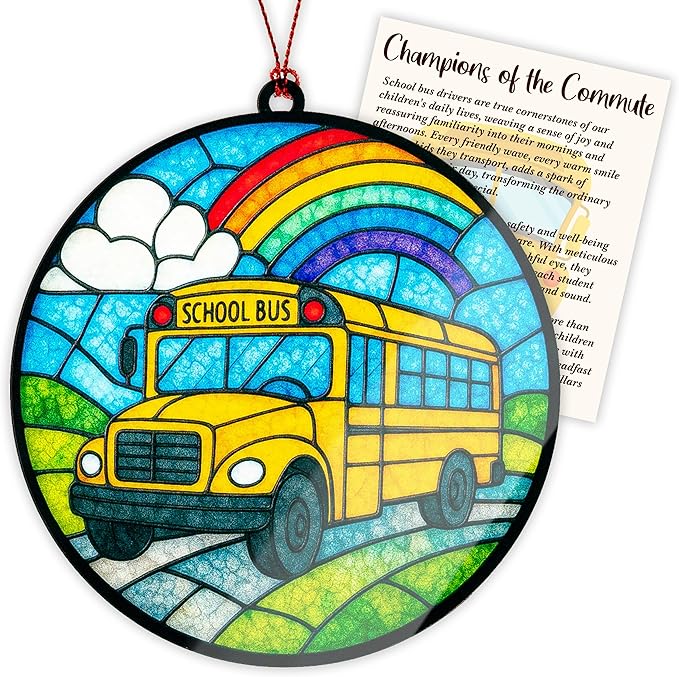 Bus Driver Gifts - Bus Driver Appreciation Gifts with Card - Thank You Gift for Back to School/College - First Day of School - End of Year or Retirement - Car, Window, Tree Hanging for Ornament
