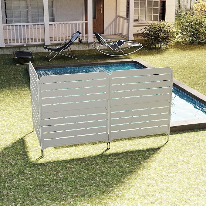 HOMSPARK Fence Privacy Screen Decorative Garden Fence Panels Multi-Purpose, No Dig Animal Barrier Fence Air Conditioner Fence Panels for Outside Yard Patio Pool, 45.7" W x 52" H, 2 PCs, White