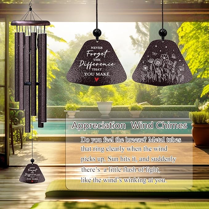 Thank You Gifts for Women/Coworkers/Men 32” Wind Chimes, Employee Teacher Staff Housekeeping Volunteer Appreciation Gifts, Appreciation Farewell Retirement Chaos Coordinator Gift for Coworkers