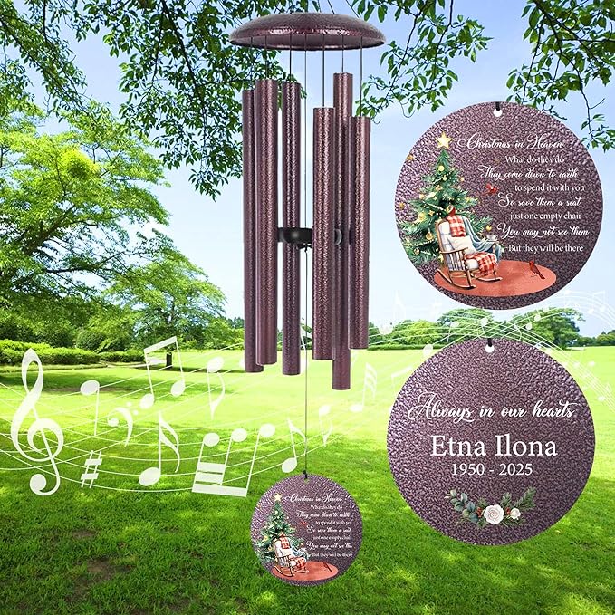 ASTARIN Deep Tone Wind Chimes for Loss of Mother, Personalized Wind Chimes Sympathy Gifts for Memorial Condolence, in Loving Memory of Loved One Windchimes Customized, 30/36/45inch