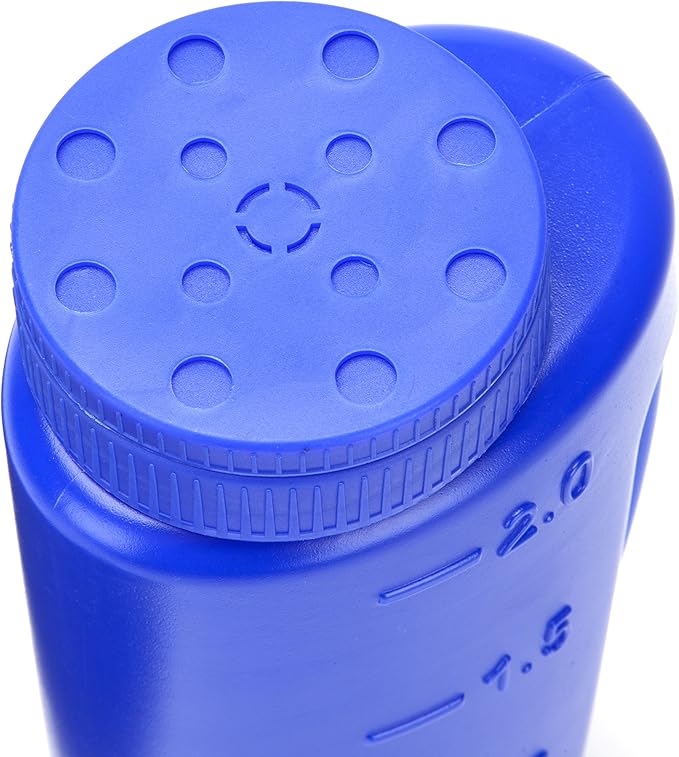 Katai – 2L (70 oz) Hand Held Spreader – Adjustable Hole Size for Seeds, Fertilizer, Salt & Ice Melt – Heavy-Duty Garden Spreader with Scoop – Blue