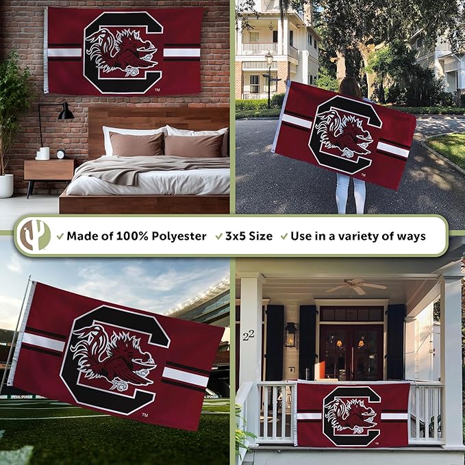 Desert Cactus University of South Carolina Flag Gamecocks USC Cocky Banners 100% Polyester Indoor Outdoor 3x5 feet Flags (Design L)