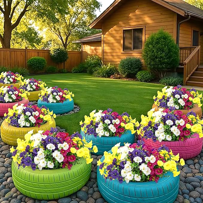 Artificial Flowers for Outdoor Indoor Garden Home Decoration, Faux Flower Daisy with Eucalyptus Leaves Fake Plants Greenery Boxwood Porch Patio, 12 Bundles