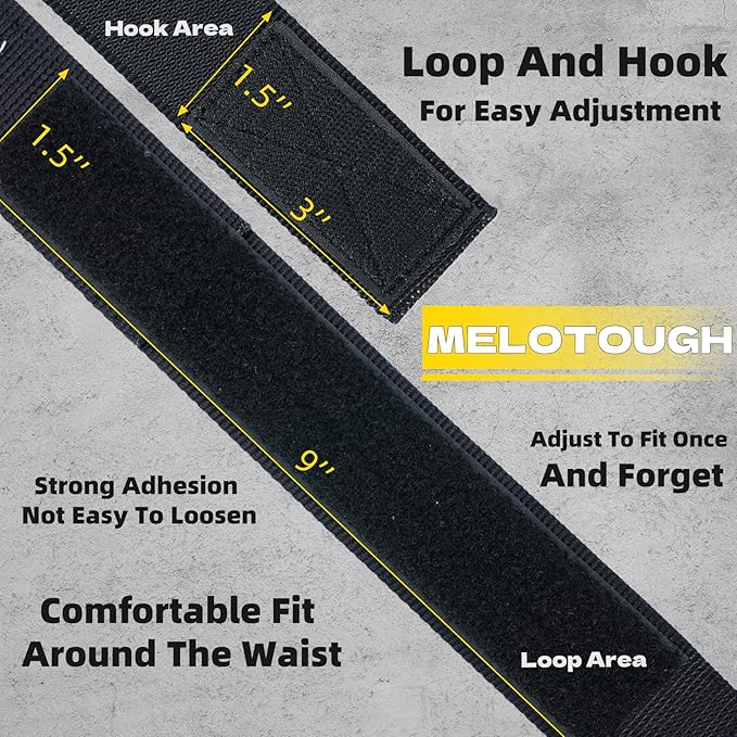MELOTOUGH Modular EDC Tool Belt - 1.75 Inch Adjustable Black Nylon Work Belt with Metal Buckle,Electrician Tool Belts for Men