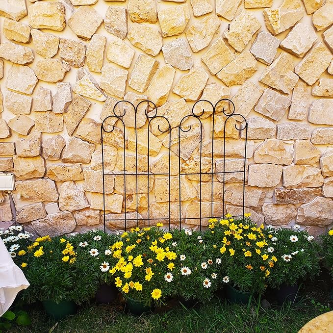 2 Pack Black Garden Trellis for Climbing Plants 45” x 15.9” Iron Plant Support Climbing Vines and Flowers Stands Vegetables Patio Metal Lattices Grid Panels for Ivy Cucumbers