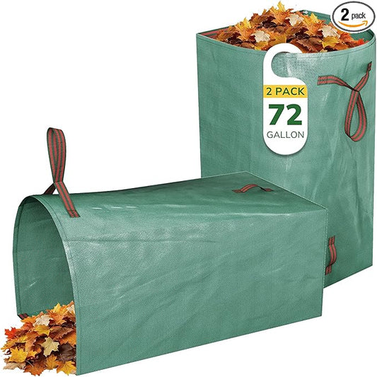 GreatBuddy Lawn Bag, 72 Gallon Yard Waste Bags, Heavy Duty PP Garden Leaf Bags for Leaves, Grass and Debris, Reusable & Foldable Leaf Collector with Handles, Wide Opening and Self-stand Design, 2 Pack