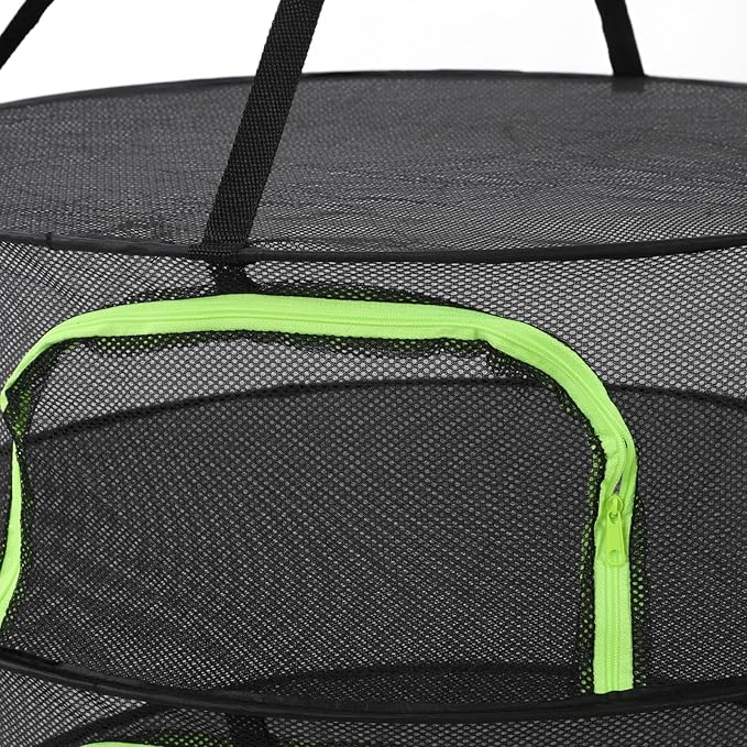 Cyrank Herb Drying Rack, 4/6 Layer Hanging Mesh Net for Plants Seeds Buds, Foldable Plant Drying Net with Storage Bag, 23.6" Diameter Fit in Grow Tents Closets Hydroponics, Zipper Closure(4 Layer)