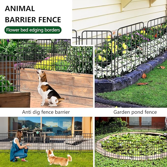 30ft x 22in Garden Fence Animal Barrier, 28 Panels No Dig Fence Border, Rustproof Metal Decorative Garden Fence with Ground Stake, Flower Bed Edging Border for Dog, Rabbit, Outdoor Yard Patio Decor