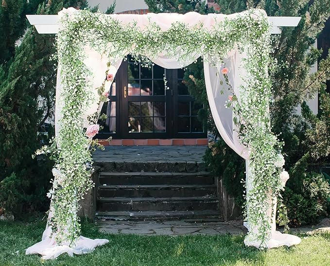 RECUTMS Artificial Hanging Plant 2Pcs 5.6Ft Fake Garland Plant Greenery Faux Ferns Leaves Ivy Garland for Home Indoor Outdoor Wedding Farmhouse Mantle Table Centerpiece Party Garden Decor(White)