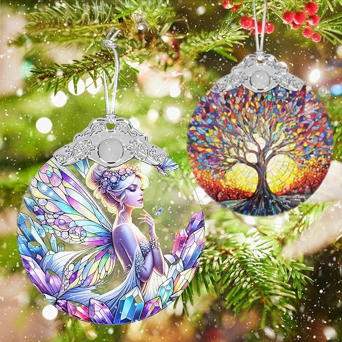 Enchanting Fairy Christmas Ornament - Stained Glass Hanging Decor for Tree - Gift for Friends, Sisters