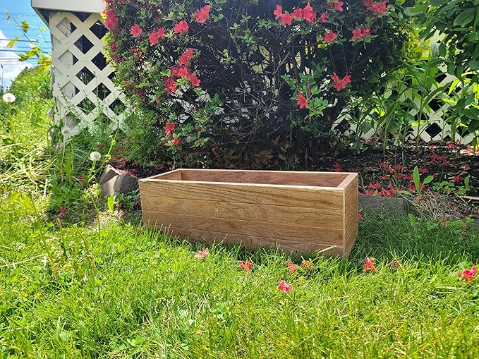 Handmade Cedar Wood Planter Box – Custom Small Indoor Outdoor Window Herb Box with Drainage Hole – Rustic Kitchen, Living Room, or Wedding Decor – Made in USA – Wood Flower or Plant Holder (18")