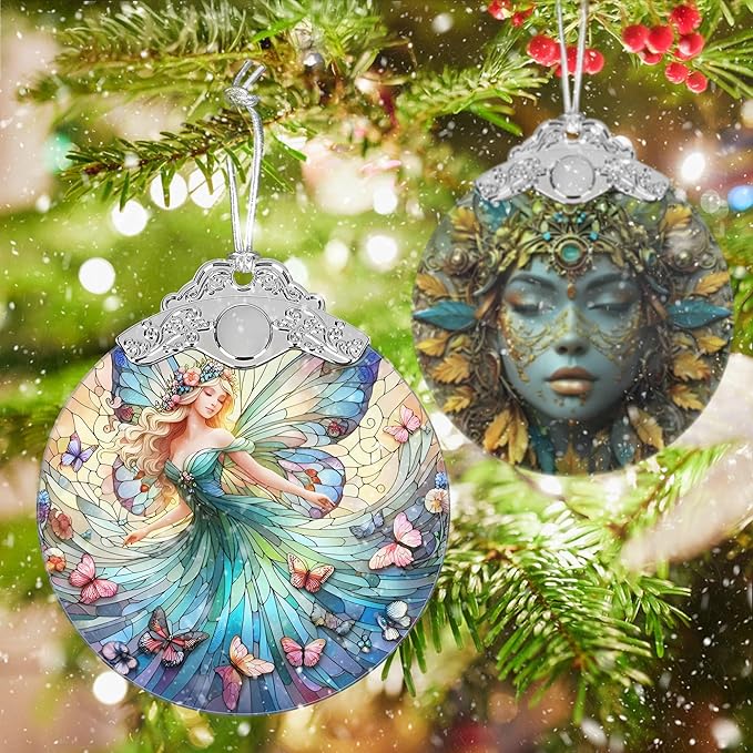 Stained Glass Hanging Decor - Fairy Christmas Ornament - Gifts for Friends, Sisters