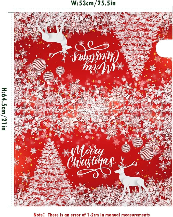Merry Christmas Mailbox Covers Magnetic Large Size 25.5 x 21 Winter Deer Snowflake Oversized Mailbox Cover Xmas Tree Post Letter Box Cover for Outside Garden Yard Red