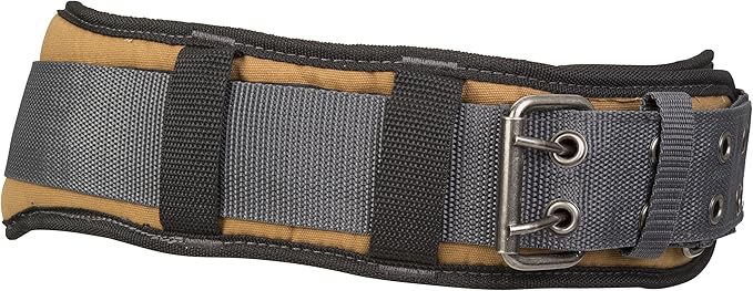 Dickies Heavy-Duty Padded Work Belt for Contractors, Double-Tongue Roller Buckle, Adjustable, 5-inch Width, Holds Most Tool Belt Pouches, Grey/Tan