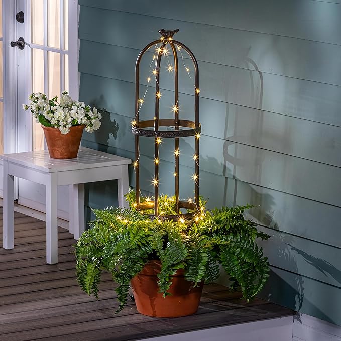 Evergreen 7 Feet Garden Metal Garden Obelisk Trellis for Climbing Plants Outdoor | Indoor Plant Trellis for Potted Plants | Floral Pattern Arch Trellis | Bronze
