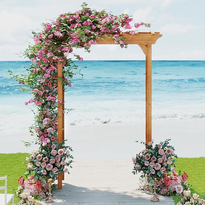 Wood Garden Arbor – Outdoor Wooden Arch Pergola for Garden, Backyard, Patio & Wedding – Durable, Elegant Design for Climbing Plants and Vines